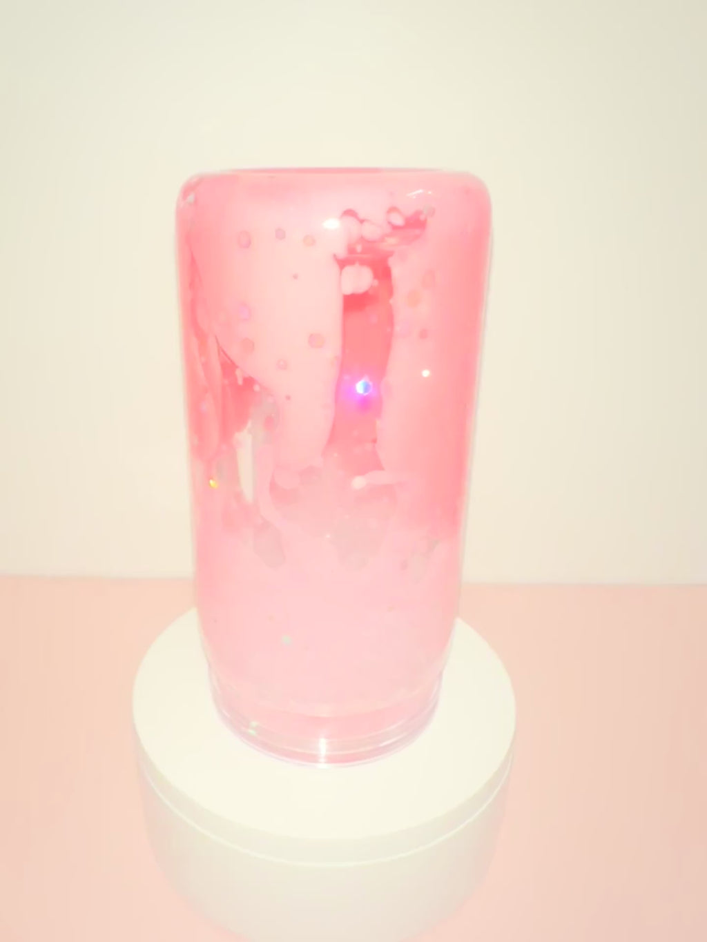 Pink & Glitter Lava Drip Clear Lid Snow Globe Acrylic Cup
