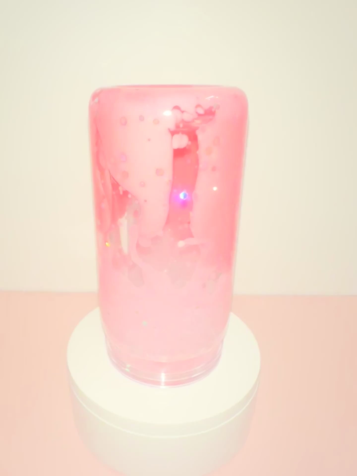 Pink & Glitter Lava Drip Clear Lid Snow Globe Acrylic Cup