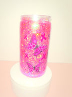 Glitter Butterfly🎗️ Bamboo Lid Snow Globe Acrylic Cup